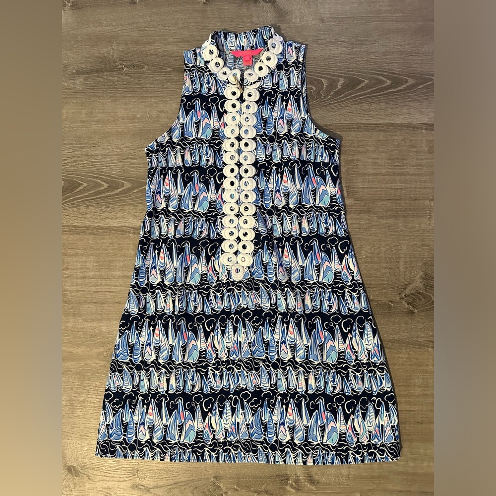 Lilly Pulitzer Women’s Jane Shift Sleeveless Short Dress Navy Sails Stripes Sz 0 - Picture 7 of 10